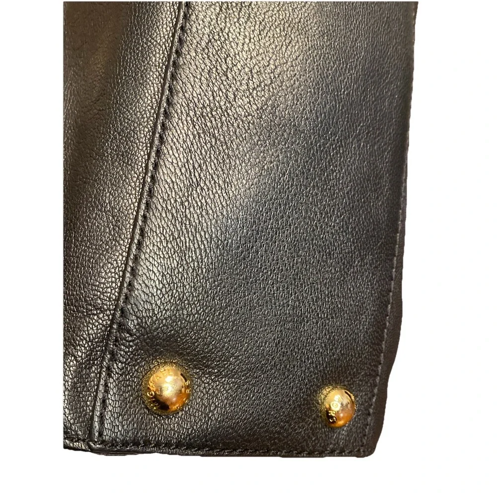 Michael Kors black leather handbag Gold Chain Handle Multi Pockets Dust bag